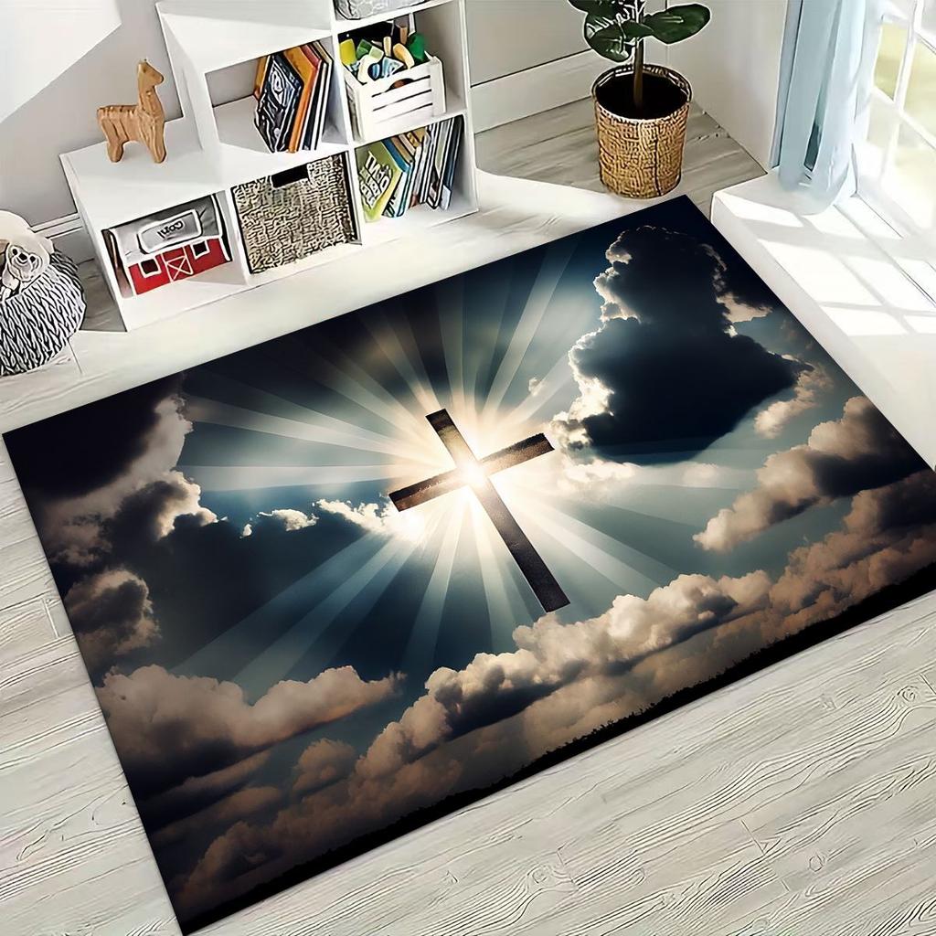 New Pray Jesus Rug for Bedroom Living Room Sofa Home Doormat Decor, Large Kids Play Non-slip Floor Mat