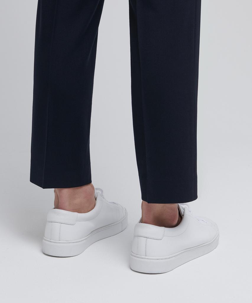 Musinsa Standard Wool Tapered Hidden Banding Crop Slacks [Navy]
