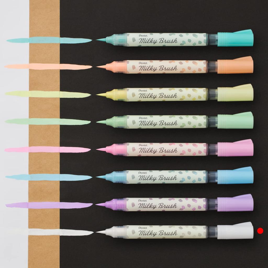 Pentel Milky Brush Color Brush 5 Pen, White, pens, XGFH-PW
