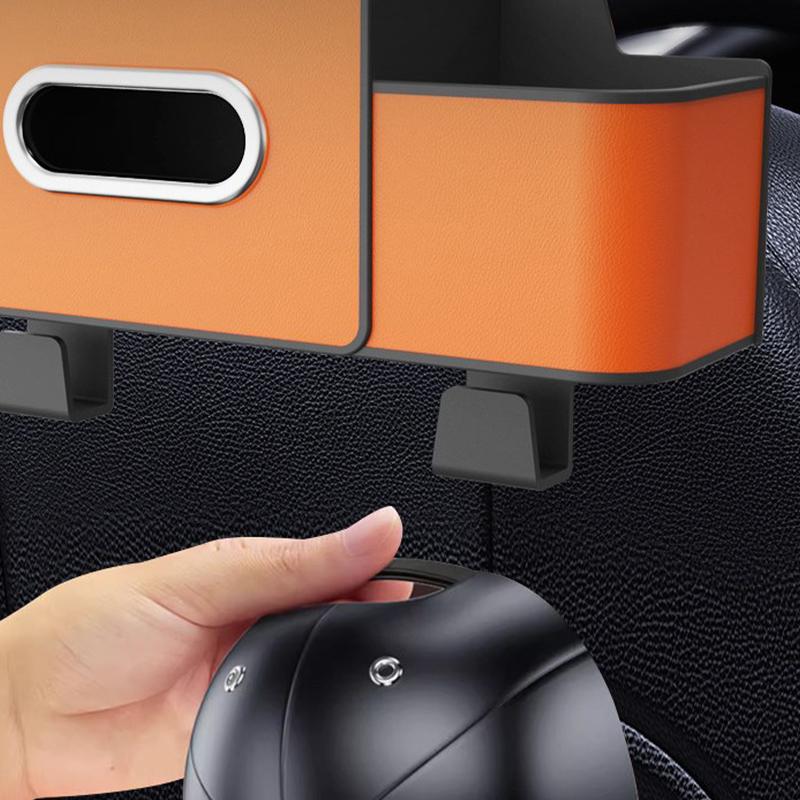 Organizer na tylne siedzenie samochodu, schowek na oparcie siedzenia samochodu z pudełkiem na chusteczki, 2 uchwyty na kubki, haczyki na zagłówki, niezbędne rzeczy w samochodzie, wielofunkcyjny organizer samochodowy