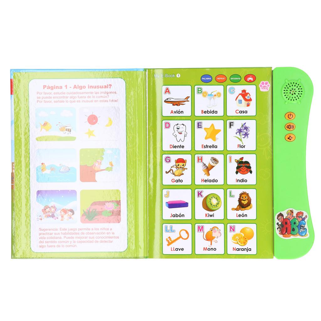 Electronic Sound Book Spanish Language Animal Fruit Numbers Learning Kids Educational Toy