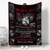 Gothic Skull Couple Flannel Blanket, To My Lover Envelope Romantic Quotes, Ultra-Soft for Sofa Bed Office Camping Travel Gift