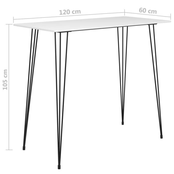 VidaXL Table de bar Blanc 120x60x105 cm