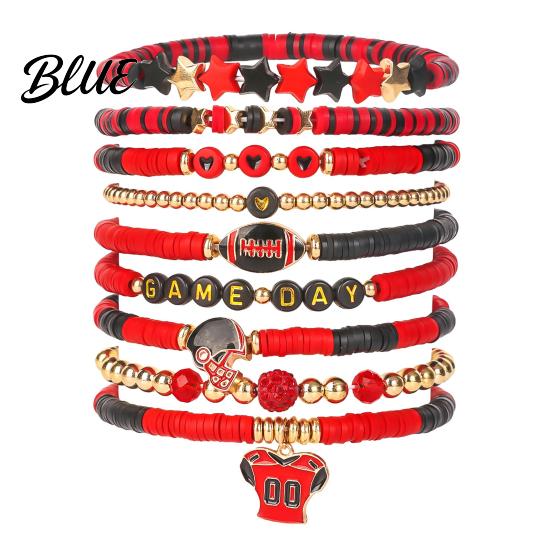Football Party Accessory Game Day Bracelets Stackable Sports Charm Elasticated