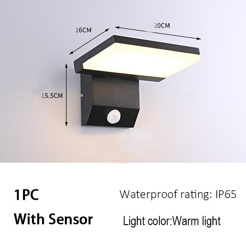 Modern LED Outdoor Wall Lamp Waterproof Motion Sensor Wall Light Foldable for Garden Courtyard Balcony Porch Home Decoration