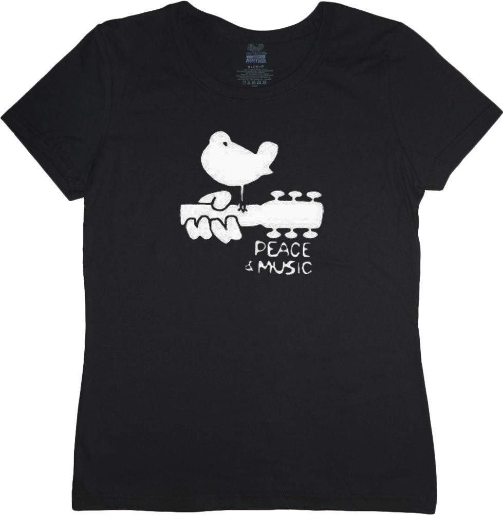 Ladies t-shirt Woodstock peace and music guitar size tee shirt S