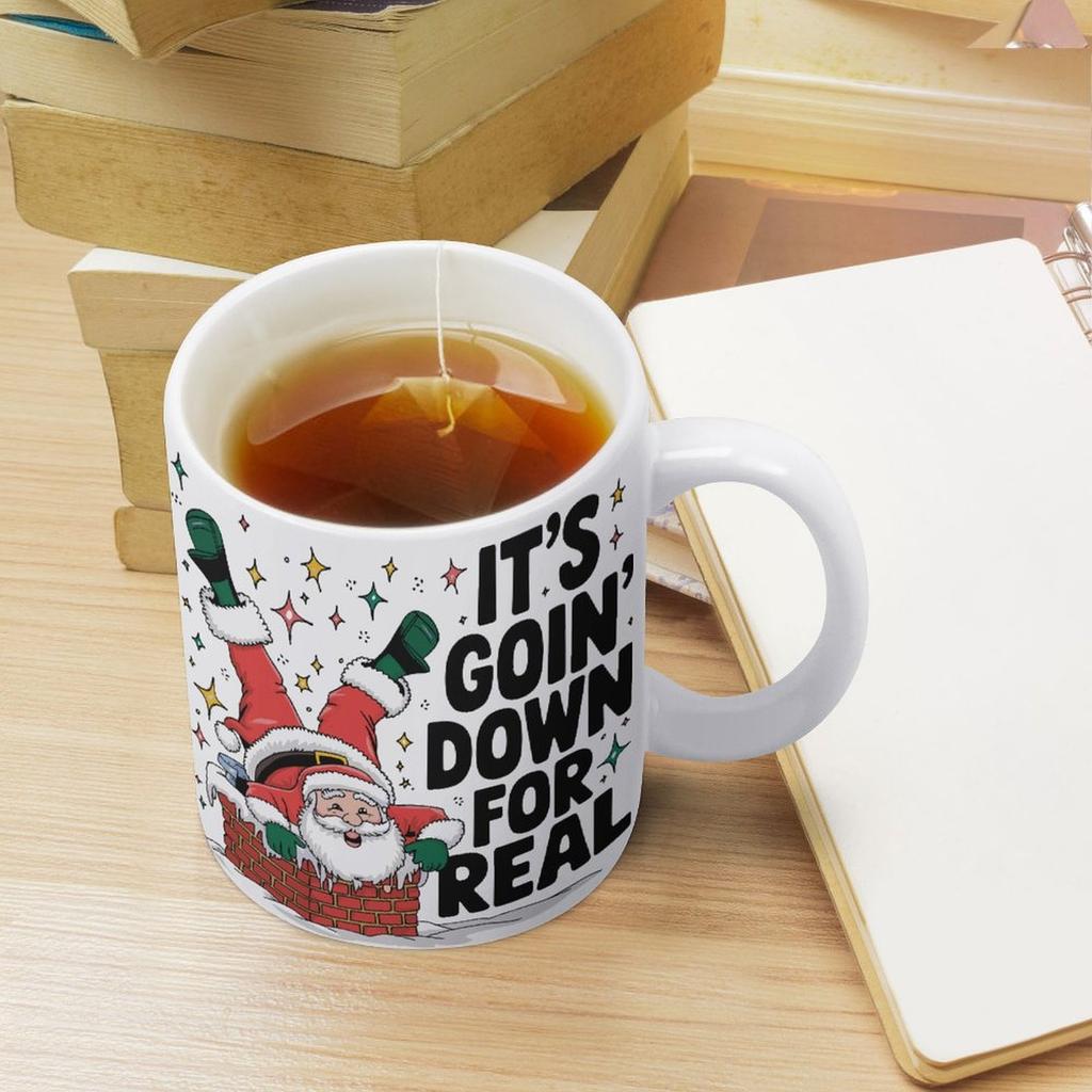 1pc 11oz Blank Ceramic Coffee Mug, Double-sided Printed Cup, Shiny Surface, Sturdy Grip, Everyday Drinking Mug for Family and Work Routines