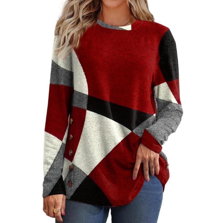 Women Casual Long Sleeve Blouse Shirt O Neck Spring Autumn Fashion Top