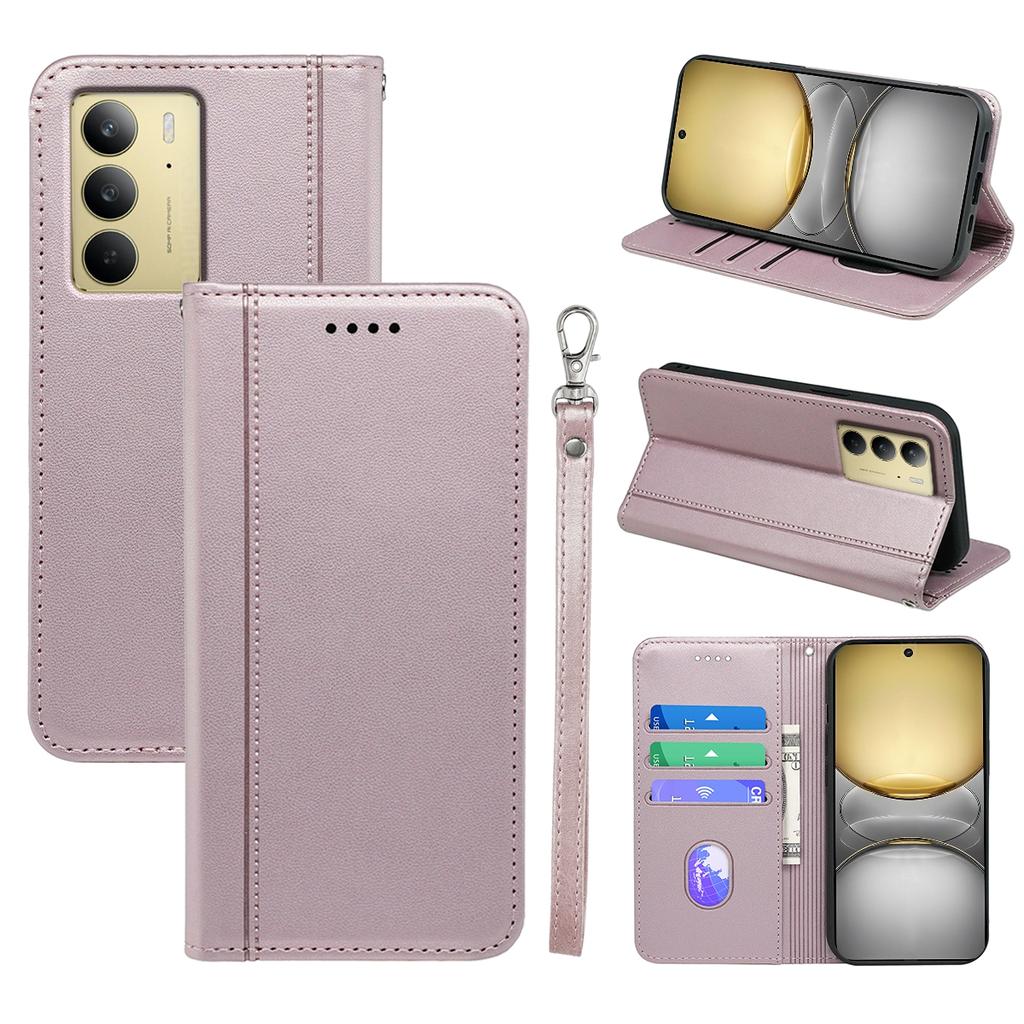 HX01 Peněženkové pouzdro pro Realme C75 s magnetickým zavíráním, PU kožený kryt na telefon