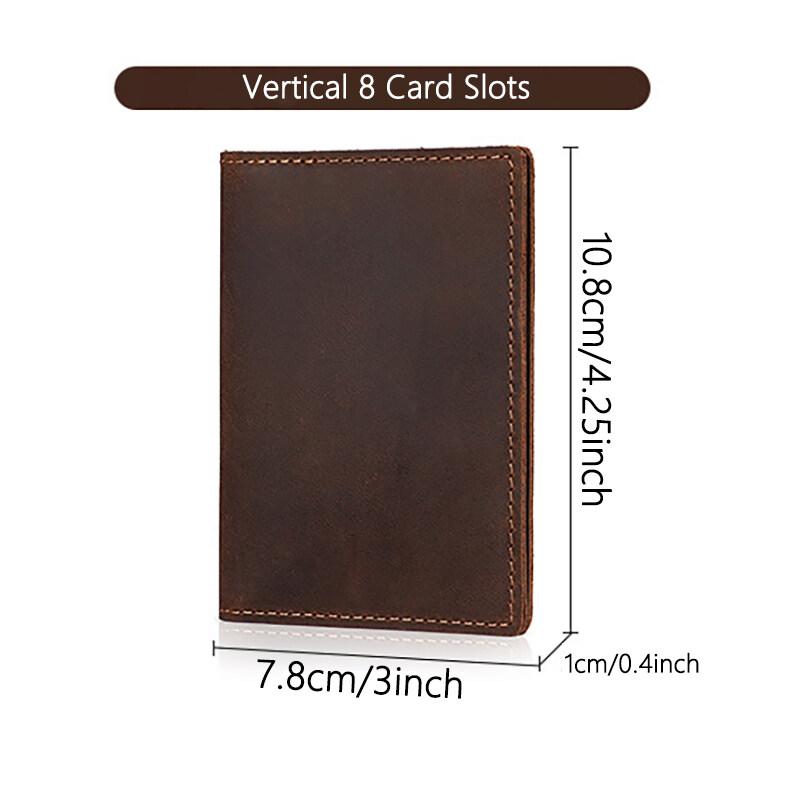 Retro Crazy Horse Leather Durable Credit Card Holder Men's Driving Document ID Card Cases Bank Card Leather Sheath Coffee Color