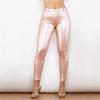 Shascullfites Melody Women's Pink Skinny Leggings Faux Leather Stretch Elastic Casual Sexy Pants with Fleece Lining