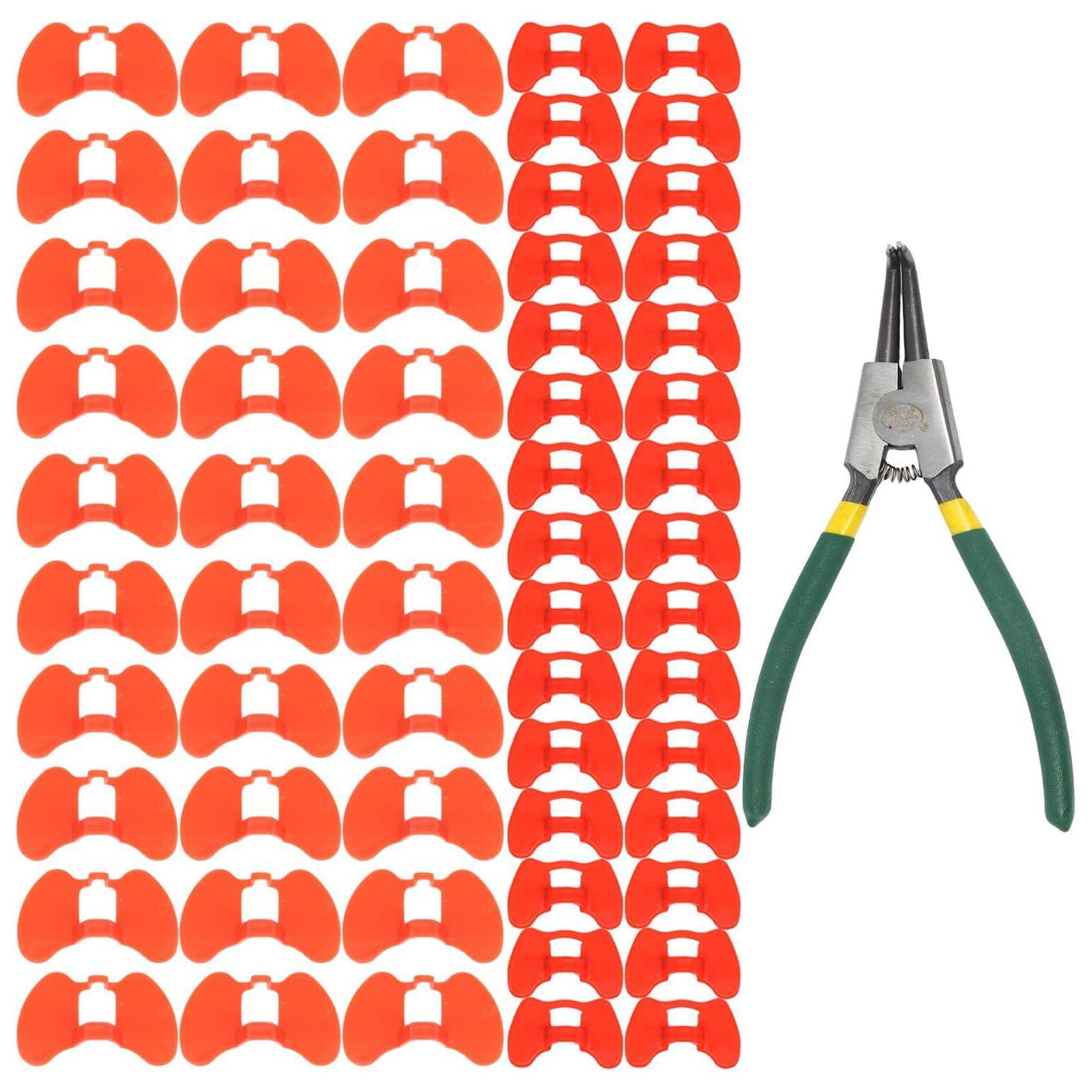 

60 шт. Бесконтактные наглазники для кур с плоскогубцами, очки против расклевывания, куриные шоры, куриные очки, фазаньи шоры для птицы