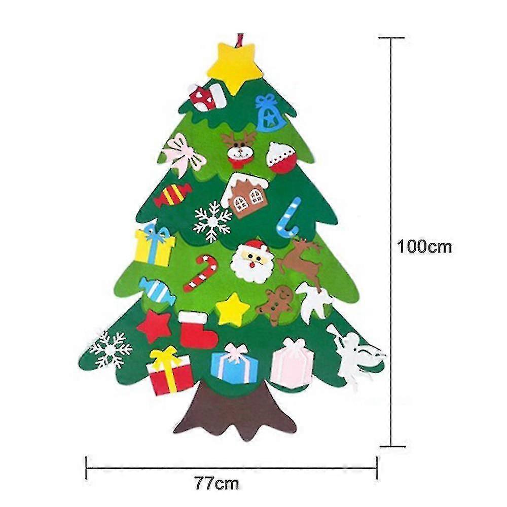 Doe-het-zelf Vilt Kerstboom Set Afneembare Versieringen, Kinderen Wandhanger Kerstcadeaus Compatibel Met Kerstdecoraties