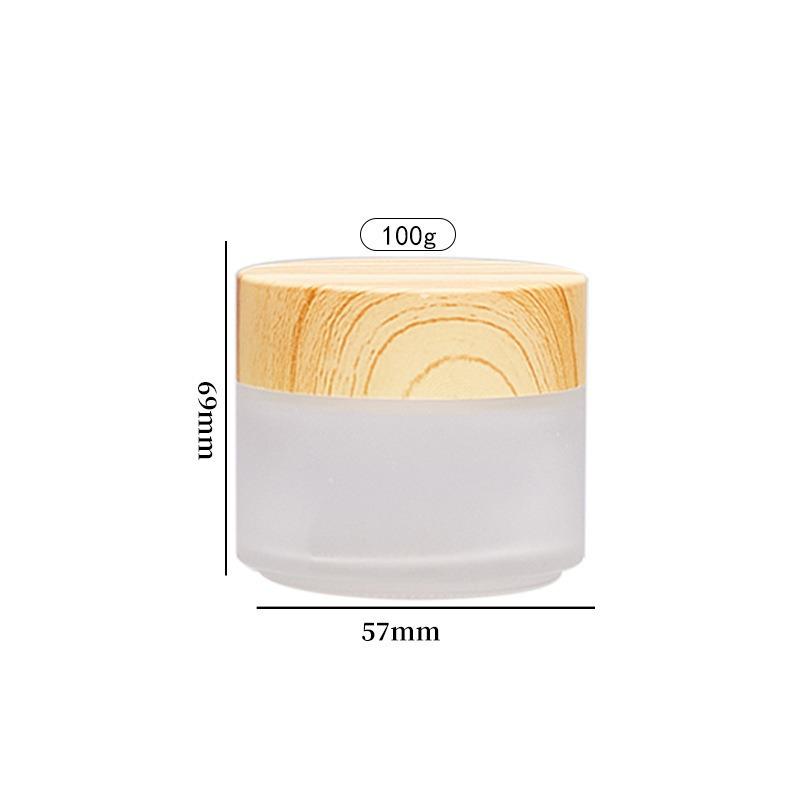 Frosted Glass Cream Jar with Bamboo Lid – 5-100g Sizes for Face & Eye Cream, 30g Empty Cosmetic Container