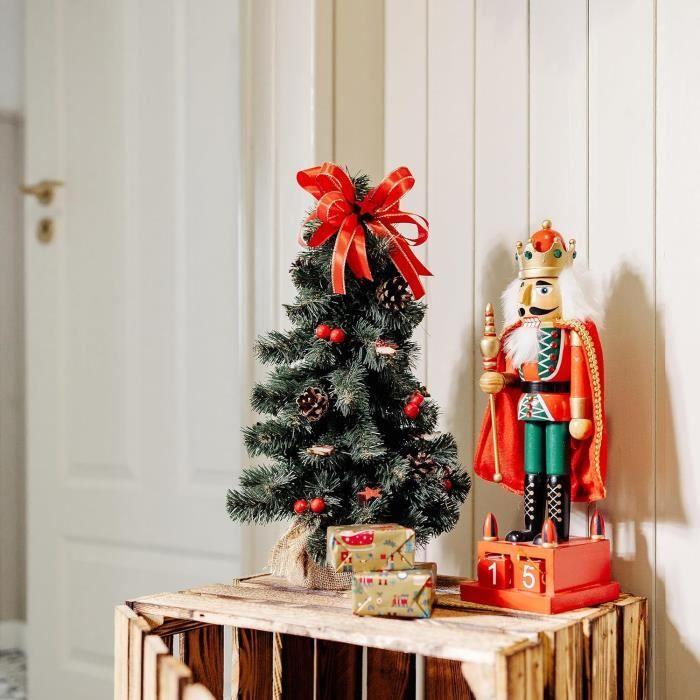 Sapin De Noël Artificiel - Creative Home - 40cm - Rouge - Socle En Bois - Décoration Intérieure