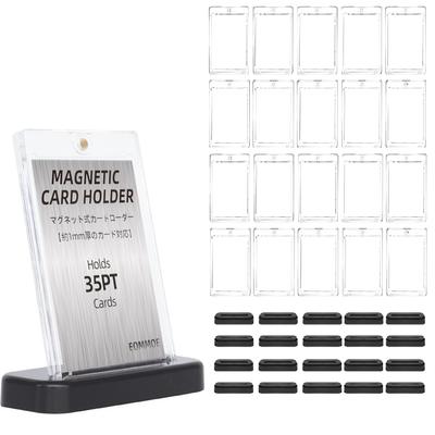 Chargeur magnétique EOMMOE de 20 chargeurs Chargeur de cartes à 20 pochettes Support 35 pts Protection UV pour cartes à collectionner Pokeka avec base Support d'affichage noir Étui pour cartes