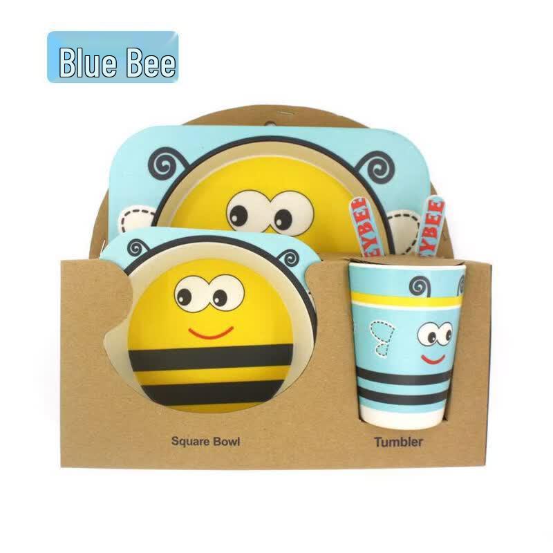 Jingzhou Cartoon Bamboo Fiber 5-Piece Baby Dinnerware Set