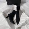 Women's Shoes Brown Short Boots Women's High Heels Autumn and Winter New Versatile French Thin Heel Elastic Boots Suede Pointed Thin