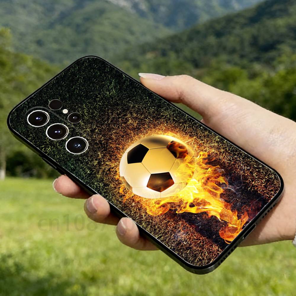 

Fire Soccer ball Phone Case For Samsung GalaxyA53,51,72,73,31,30,42 Ultra Protective Phone Shell 23 Samsung A01