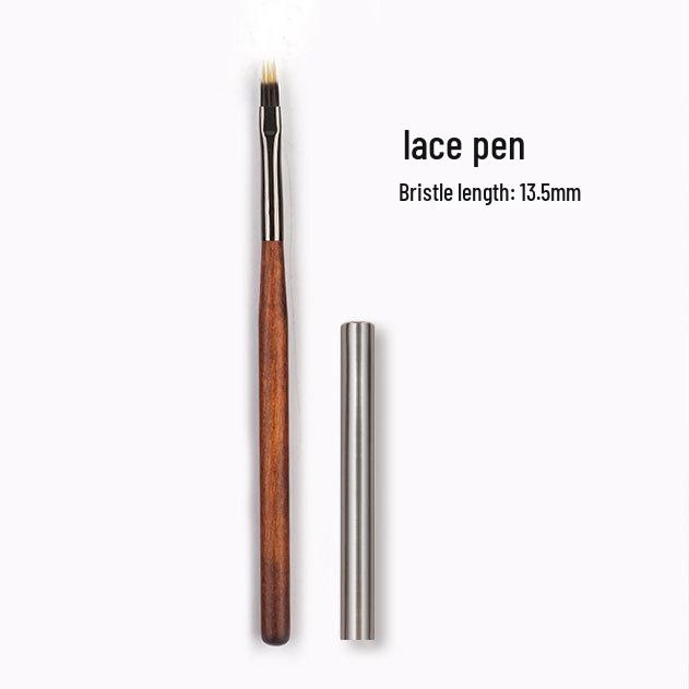 Sada štětců na nehtové umění ze santalového dřeva: Kulaté a ploché gelové štětce, liner, pro přechody, krajky a tečkování