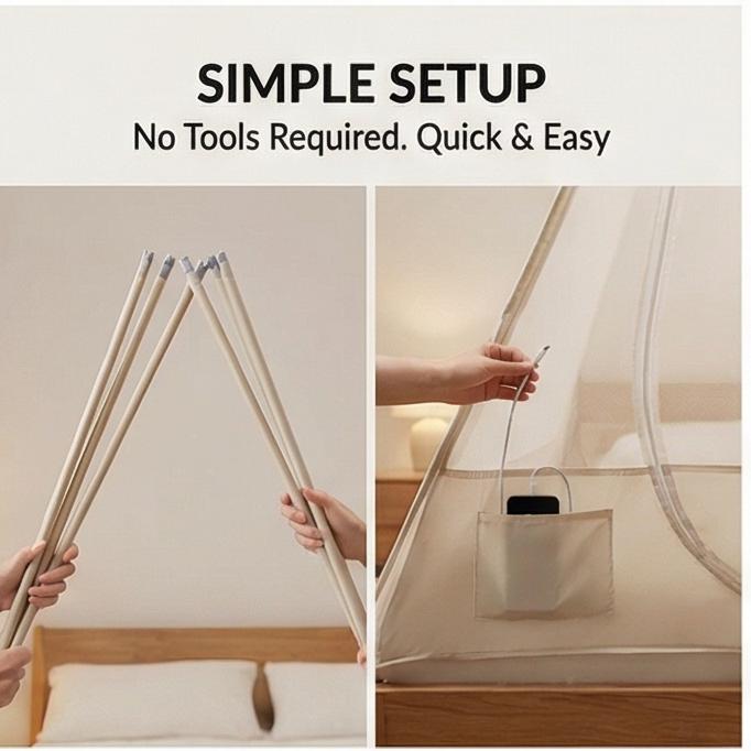 2026 New Full-Bottom Anti-Fall Mosquito Net, No-Install, Fits 120/150/180/200cm Beds for Home Bedroom