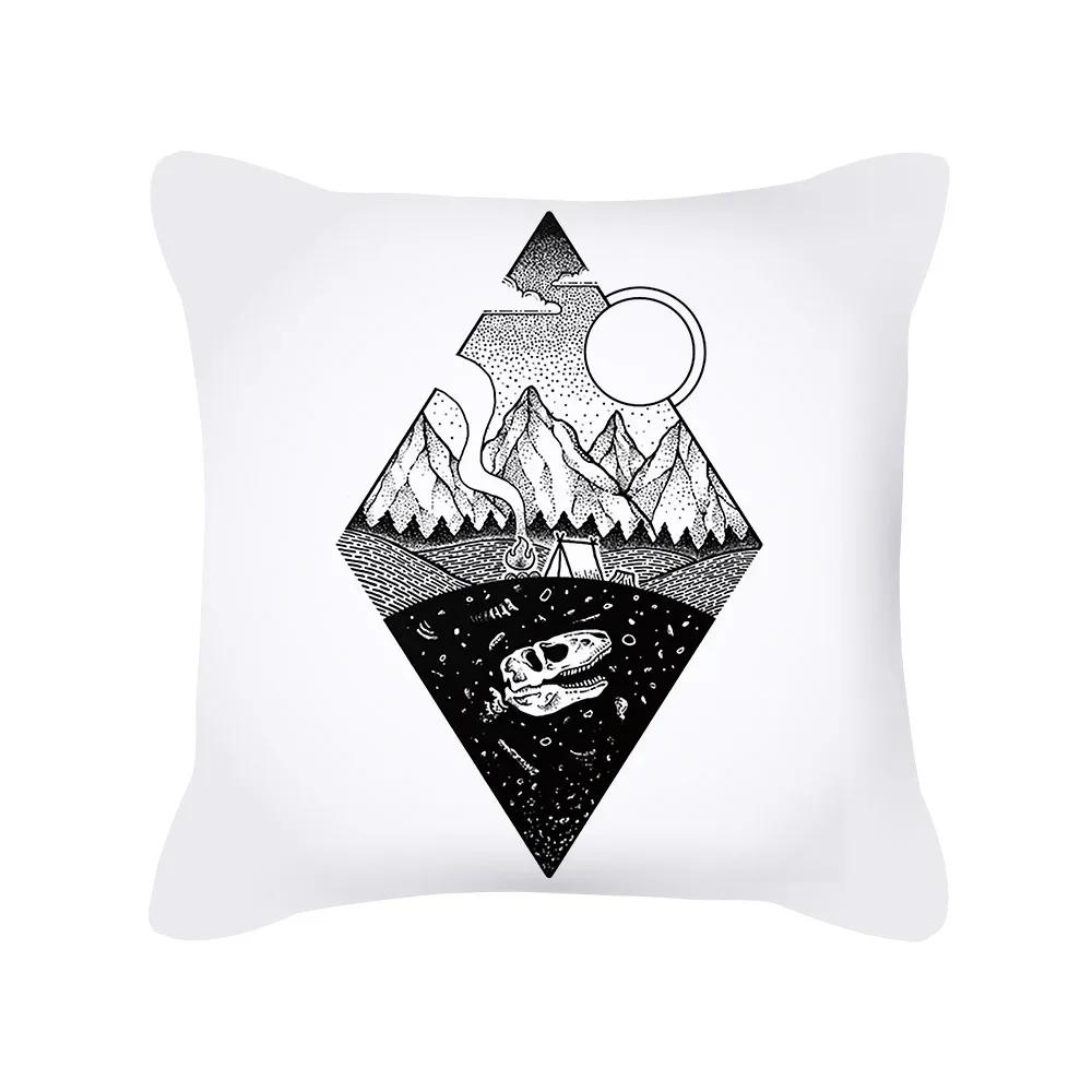 Punk Style Cushion Cover Skull Print Office Sofa Car Pillowcase Home Decor  Outdoor Square  Moda