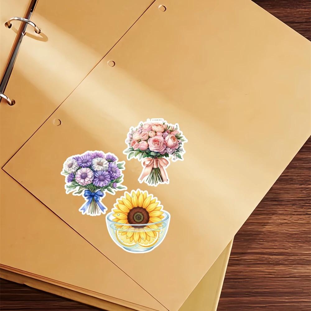 Stickers 18Pcs Watercolor Hand-held Bouquet Decoration for Stationery Scrapbooking Diy Diary Album Labe Journal Stationery
