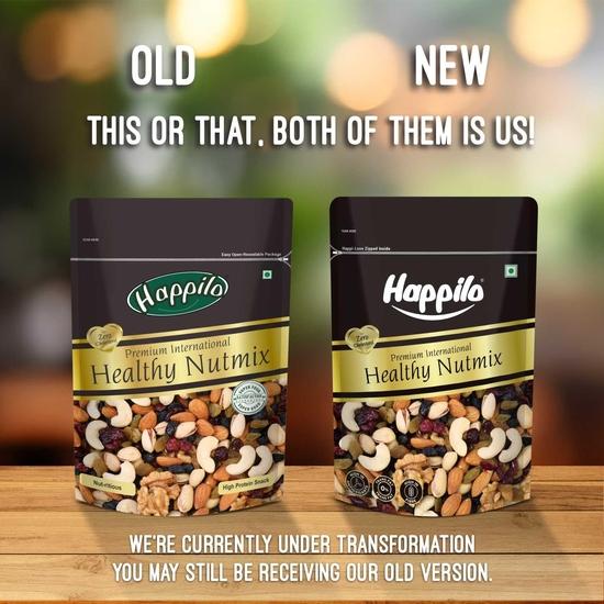 Happilo Premium International Healthy Nutmix 200g, Suszone Migdały, Czarne Rodzynki, Orzechy Nerkowca, Żurawina, Zielone Rodzynki, Jądra Pistacji