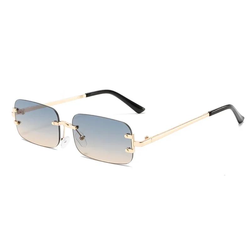 

New Rimless Rectangle Sunglasses Men Fashion Vintage Gradient Multi Sun Glasses Women New Trendy Brand Design Shades UV400 as picture shows