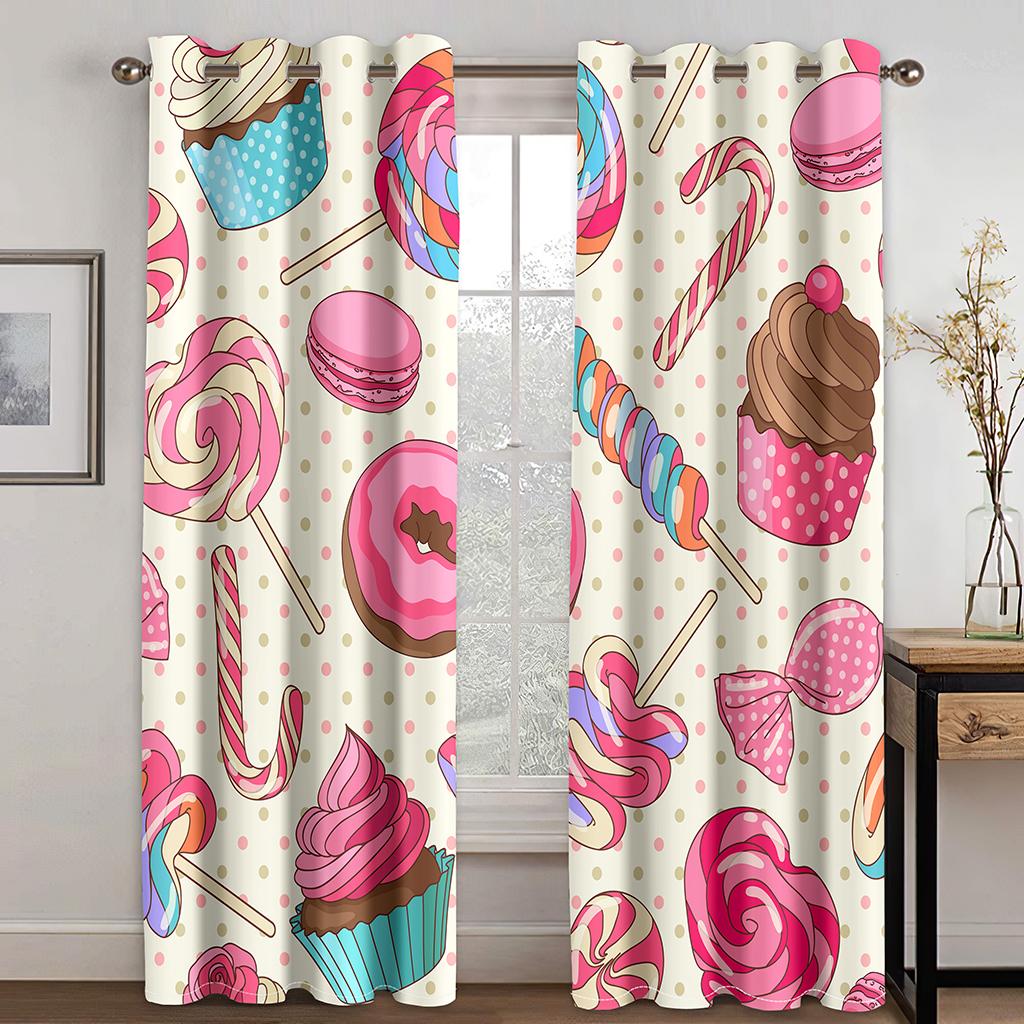 Weihnachtselement Glocke Rosa Cartoon Vorhang 2 Paneele Anwendbar Kinderzimmer Wohnzimmer Schlafzimmer Balkon Fensterdekoration