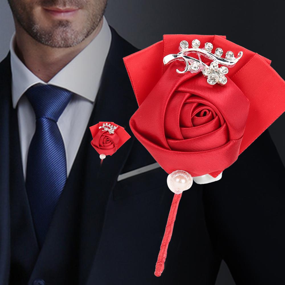 4Pcs Exquisite Ribbon Wedding Corsage Brooch Bridesmaid Artificial Chest Flower Accessories