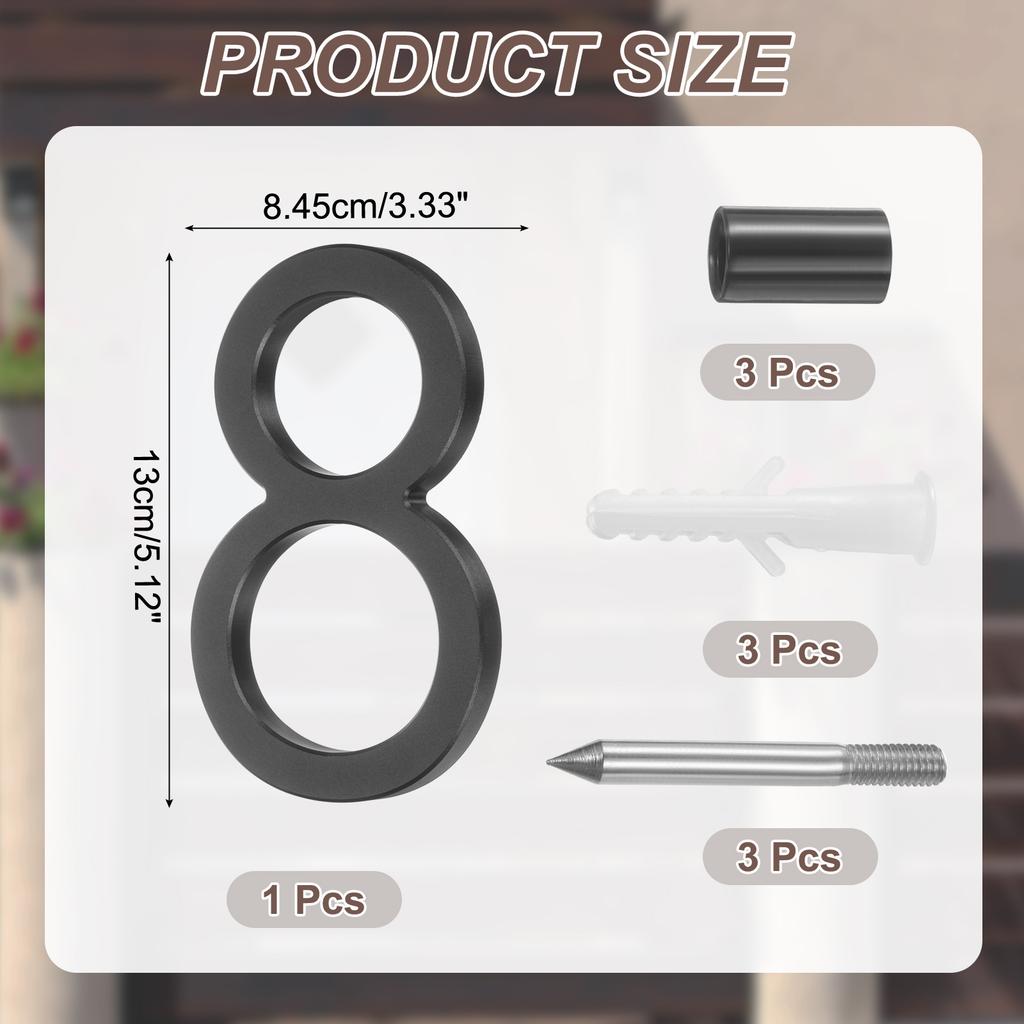 10" 0-9 Zwevende Huisnummers Massief Aluminium Modern Adresnummer voor Buiten met Spijkerkit voor Thuis Straat Kantoorbord Zwart