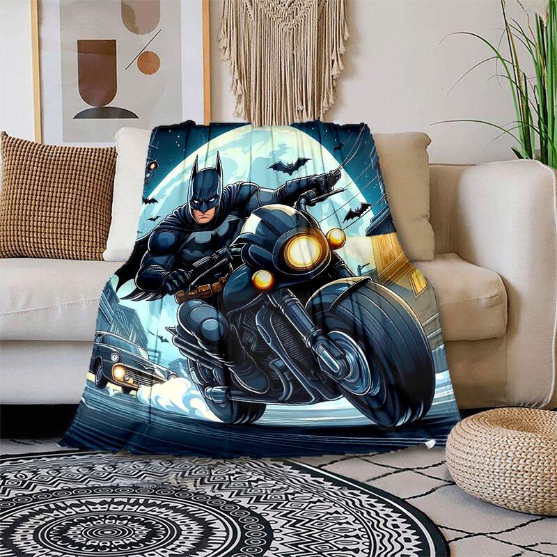 1pc Batman Motorcycle Chase Cartoon Blanket,Portable Throw for Travel & Camping, All Season Cozy Blanket,Ideal Gift