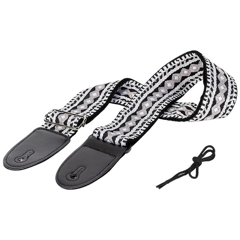 Guitar Strap Embroidered Print Vintage Style Adjustable Guitar Strap For Folk Electric Guitar Bass Ukulele Guitar Accessories