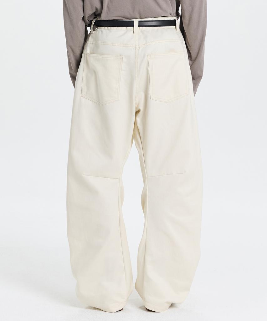 Gicheol Relax Curved Cotton Pants (Ivory)