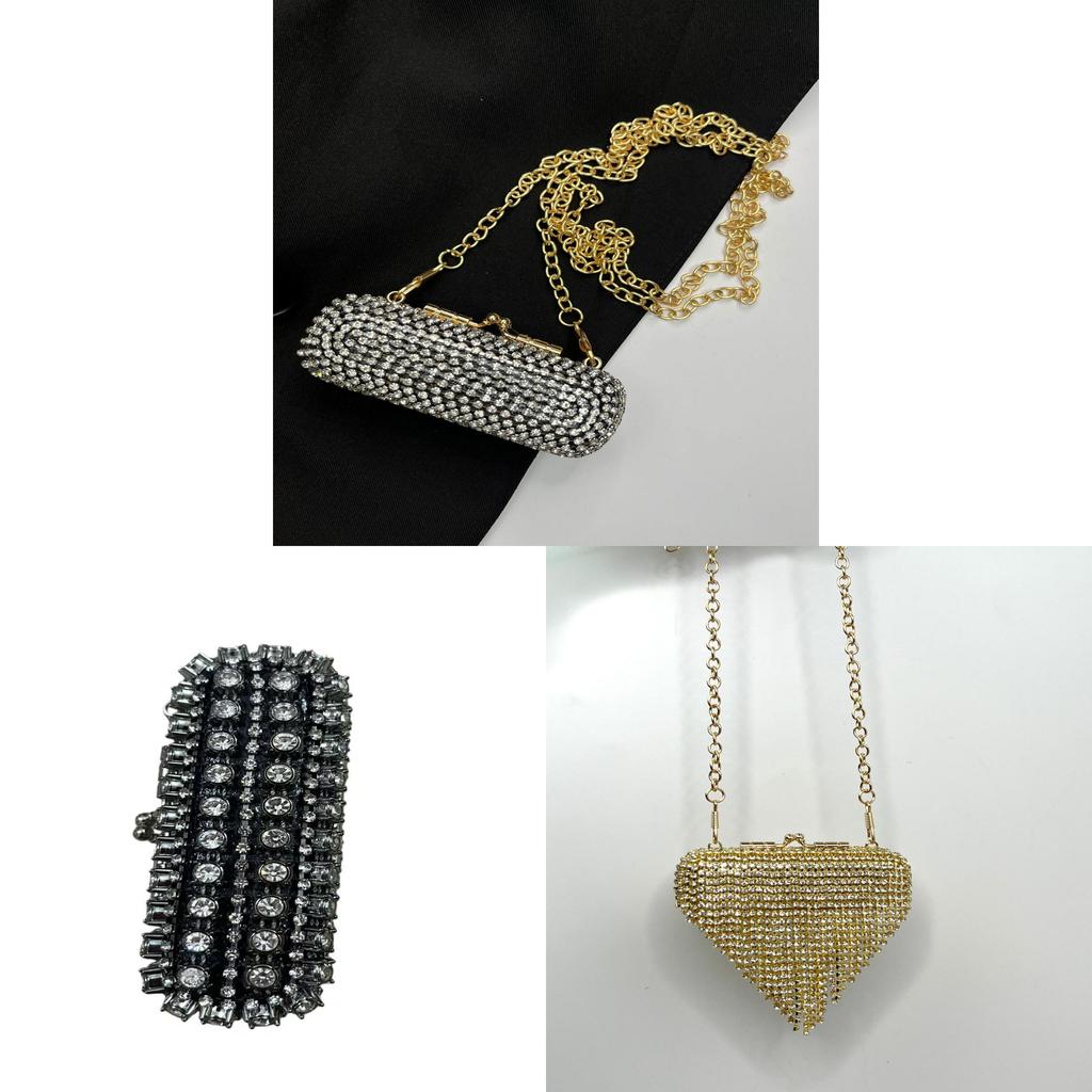 Fashion Mini Lipstick Clutch With Chain And Crystal Decor For Daily Use