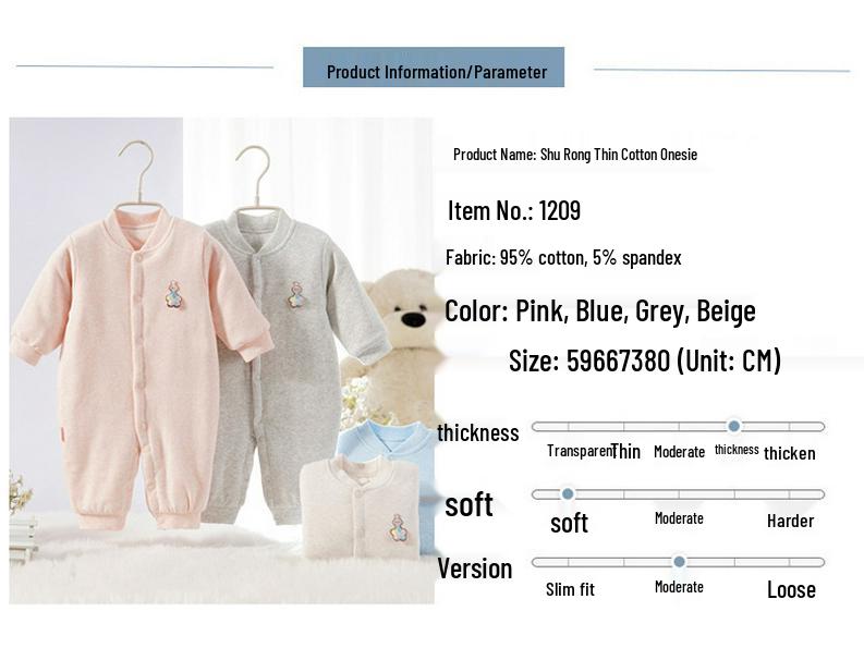 Frühlings- & Herbst-Baby-Baumwoll-Strampler: Gesteppter Samt, Langärmlig, Dünner Einteiler für Neugeborene