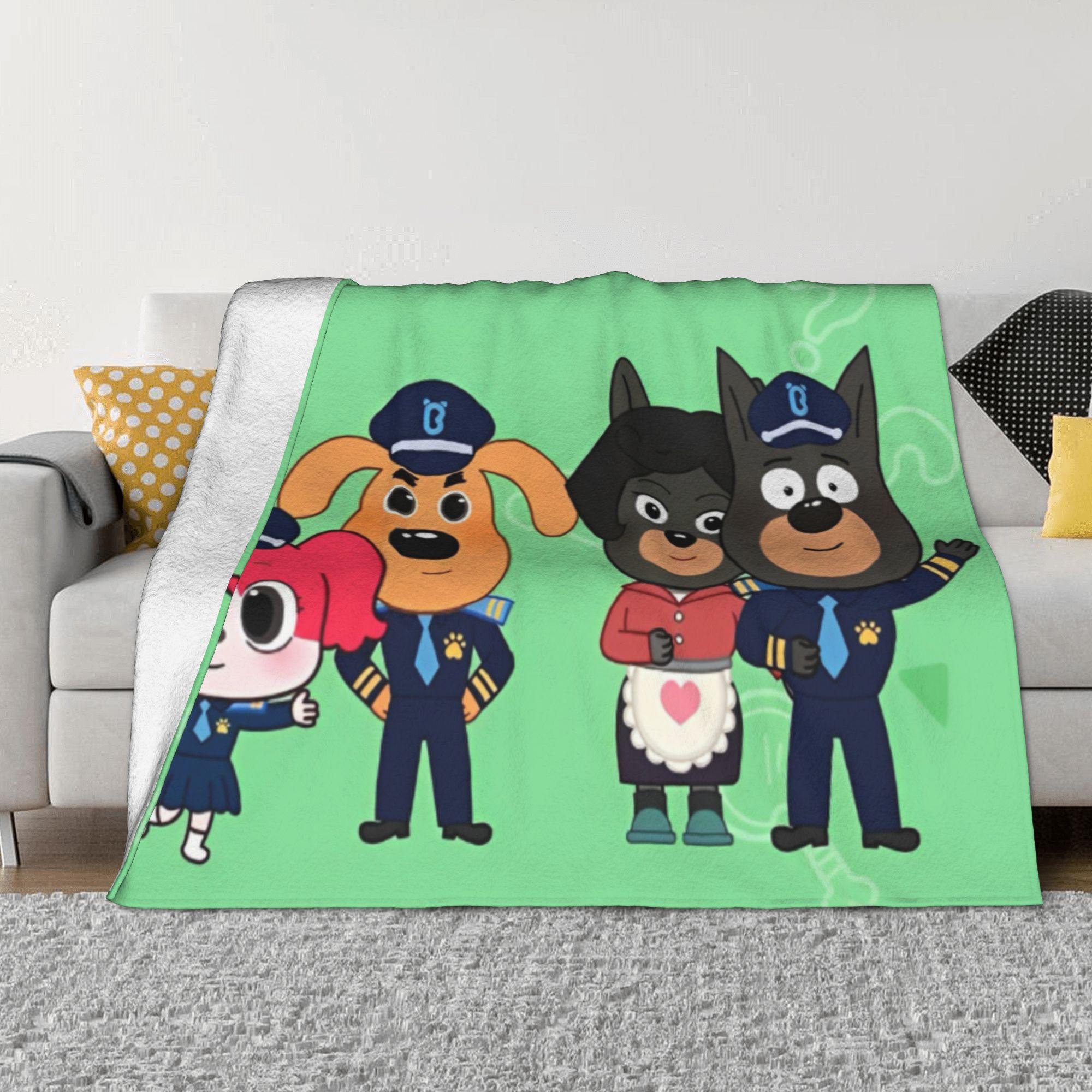 

Sheriff Labrador Police Cartoon Flannel Throw Blankets Children TV Series Blankets Home Lightweight Thin Rug Piece Multifunction 150x180cm