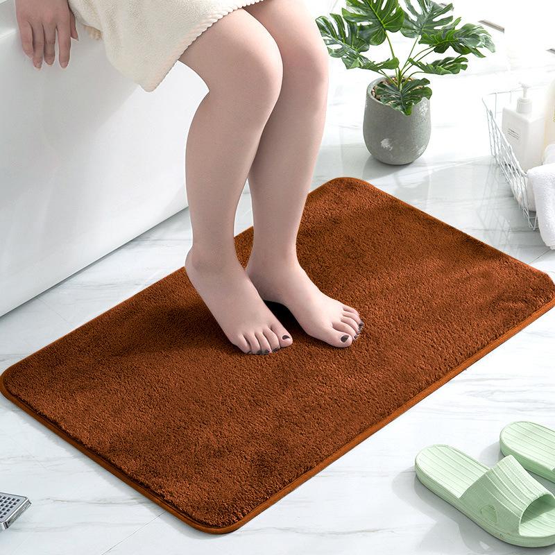 Imitation Kaschmir Kurze Wollfußmatte Kuchen Samt Badezimmer Feuchtigkeitsableitende Matte Teppich Einfarbige Glatte Plüsch Quadratische Matte 50*80cm gray