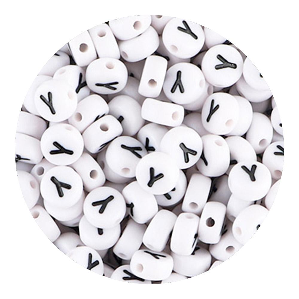 50/100/200pcs/Lot 7x4mm White A-Z Round Alphabet Acrylic Letters Beads Loose Spacer For Jewelry Making DIY Bracelet Accessories