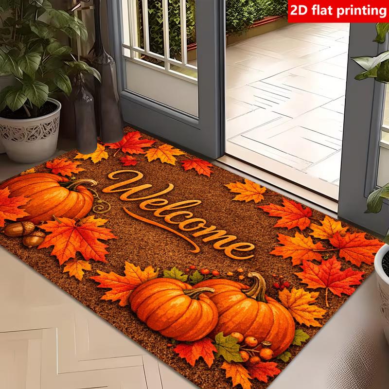 1pc MJHGD Vintage Autumn Harvest Rug Suitable for Home & Outdoor, Non-Slip Machine Washable Floor Mat with PVC Backing, Soft Flannel Suitable for Entr