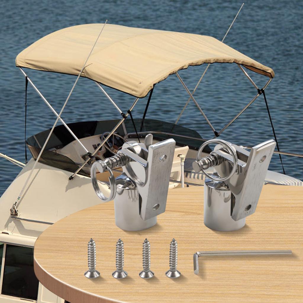 2 Pair of Deck Hinges with Quick Release Pins and Eye End Made from Marine Grade Stainless Steel for Bimini Tops