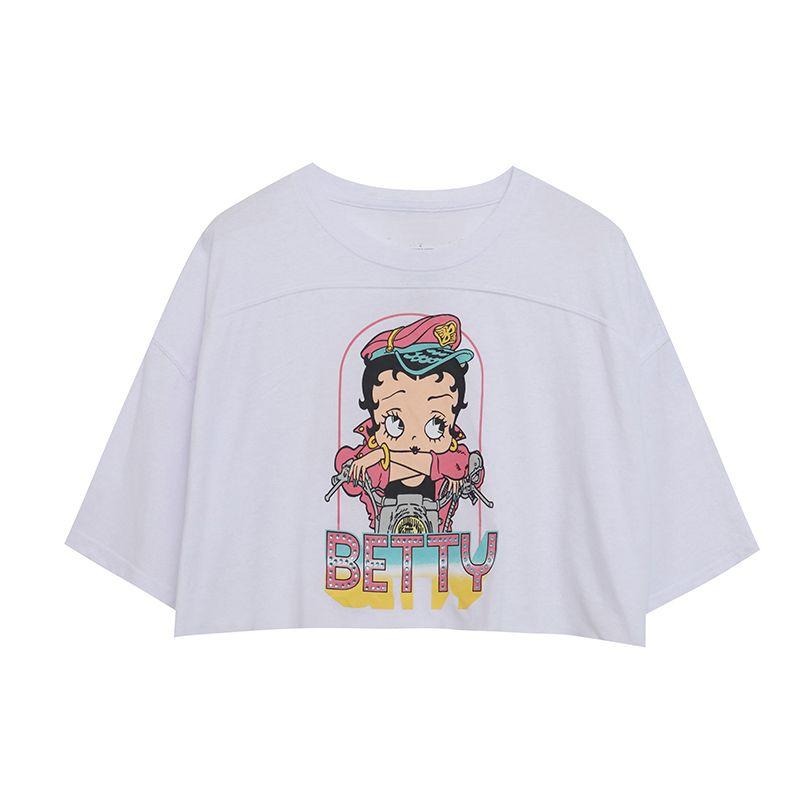 

Экспорт Сексуальный Стиль Короткий Мультяшный Аниме Милый Сладкий Крутой Рваный Короткий Рукав Свободного Кроя Футболка Топы Женские Picture Color M