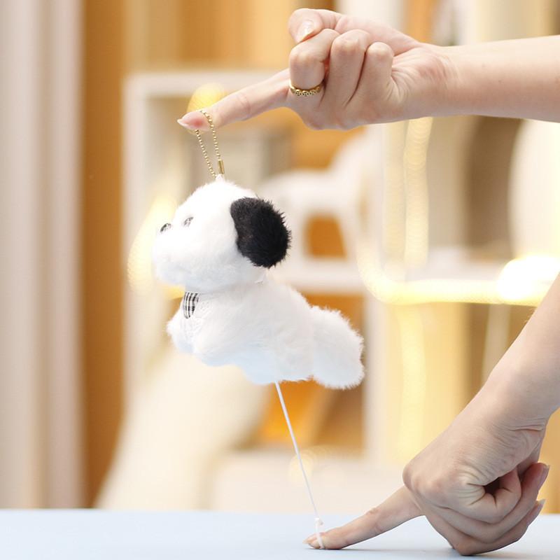 Cute Glasses Dog Plush Toy Keychain Animal Stuffed Doll Backpack Gift Pendant