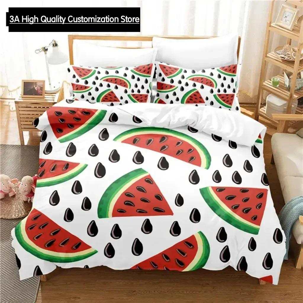 3D Print Watermelon Bedding Set Duvet Cover Set Digital Linen Queen Size Bedding Set Fashion Design EU Single(135*200cm)3pcs