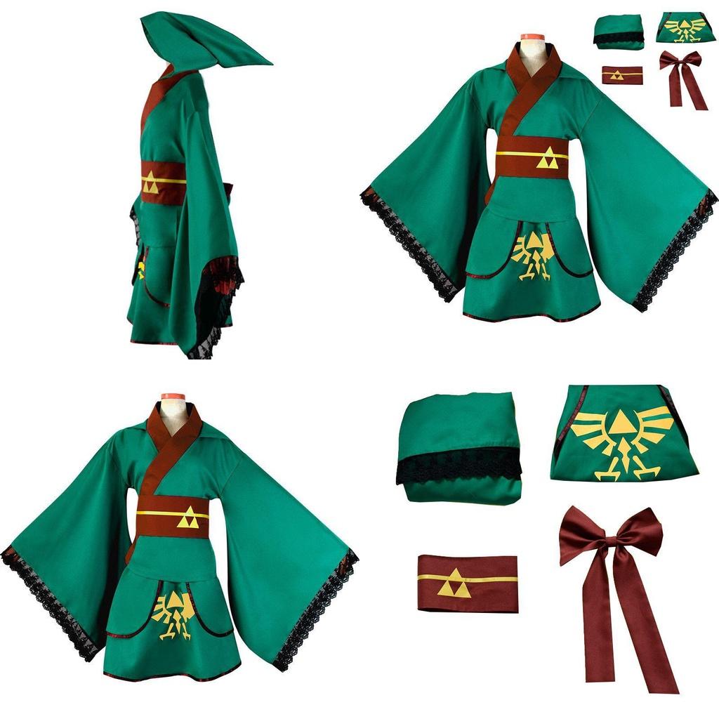 Exquisite Green Yukata Kimono Cosplay Costume For The Legend Of Zelda Fans