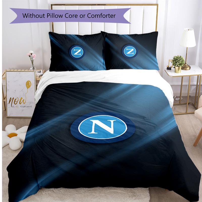 Set Lenzuola 3 Pezzi Stampato Napoli FC Traspirante Copripiumino con Federe Biancheria da Letto Decorativa per Camera da Letto Casa