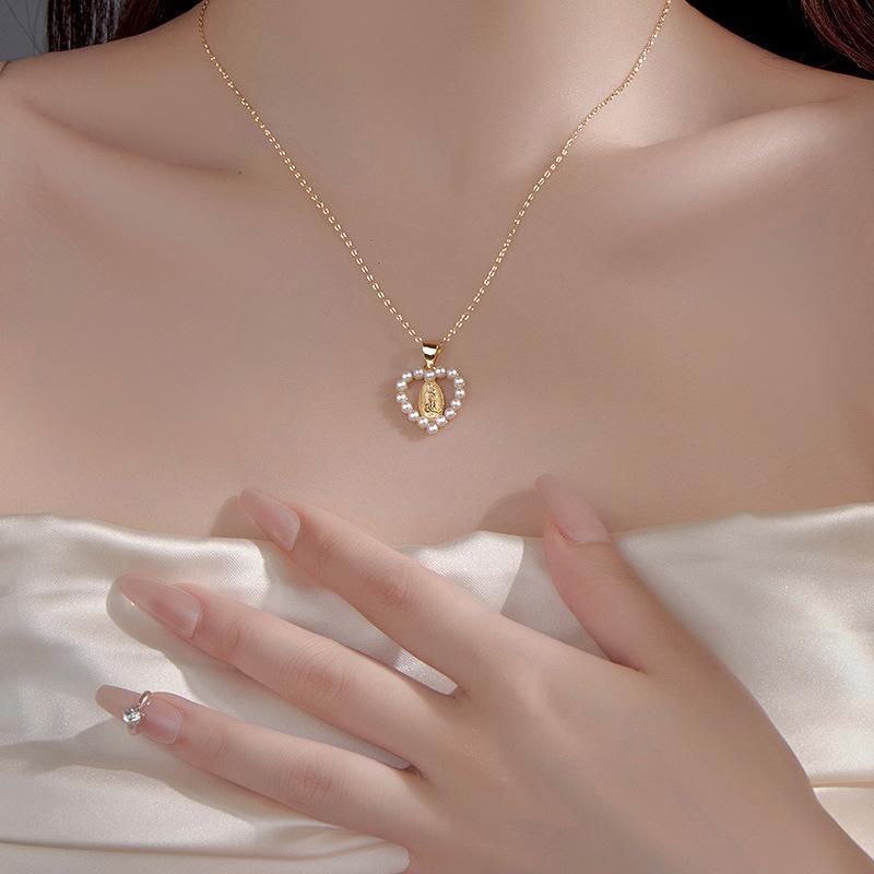 Banyan Tree S925 Silver Virgin Mary Pearl Clavicle Necklace for Women