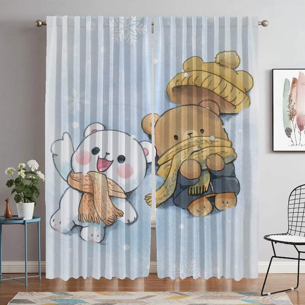 

Молочный мокко медведь современные шторы для гостиной для камеры украшения Хэллоуина перегородки жалюзи домашний интерьер шторы 2 шт. W50xH70cmx2pcs-CL
