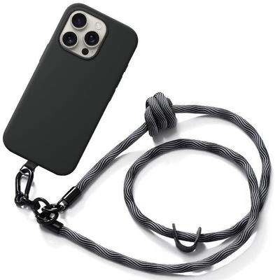 Case with Lanyard - Silicone - for iPhone 16 Pro - Black - Removable - Flexible